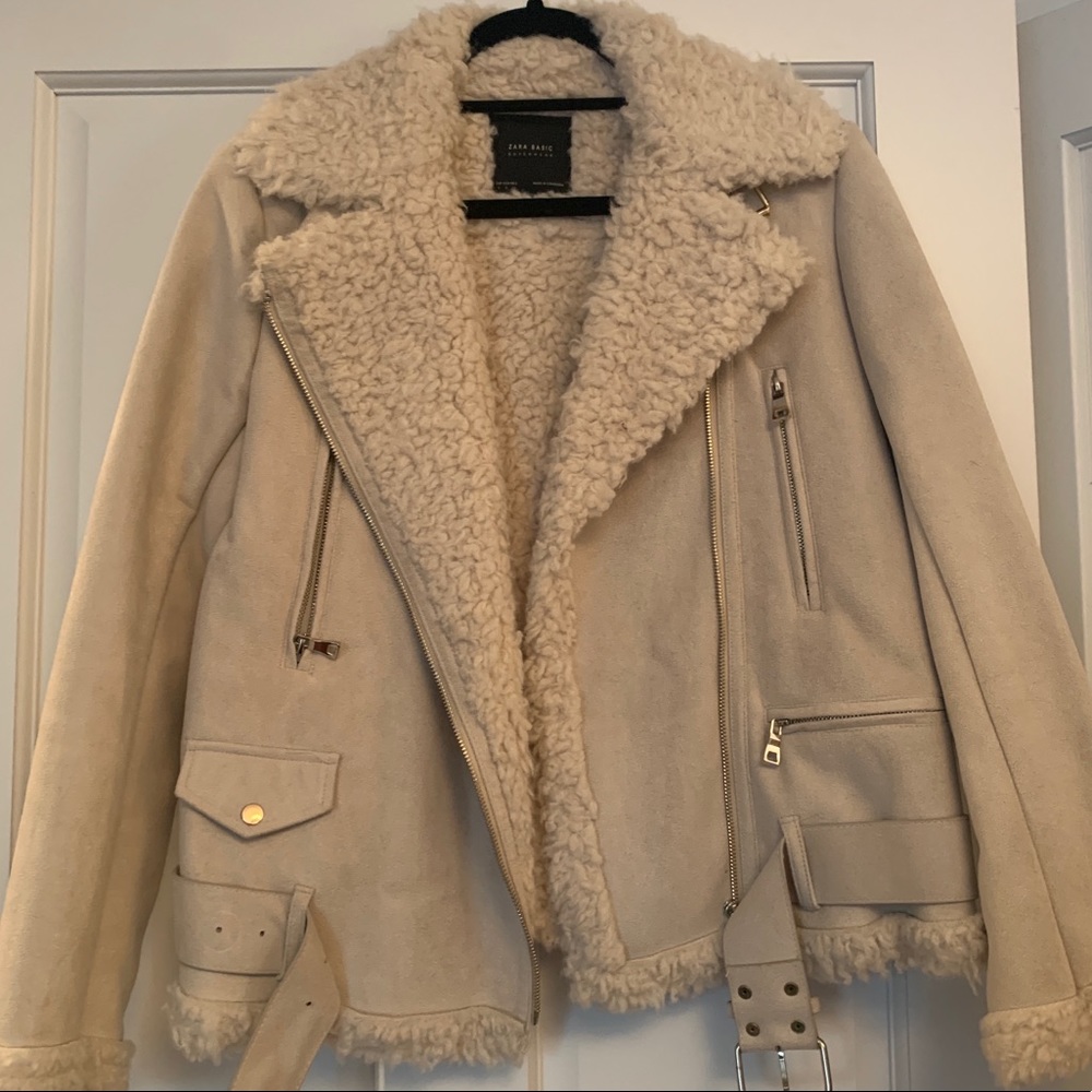 Zara Basic - Suede Aviator Jacket - Small - image 1